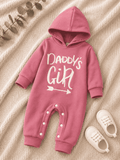 Plush-Hoodie Romper - Daddys girl in Dark Pink