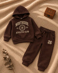 Brown Northside Athletic Club kids varsity hoodie and jogger set