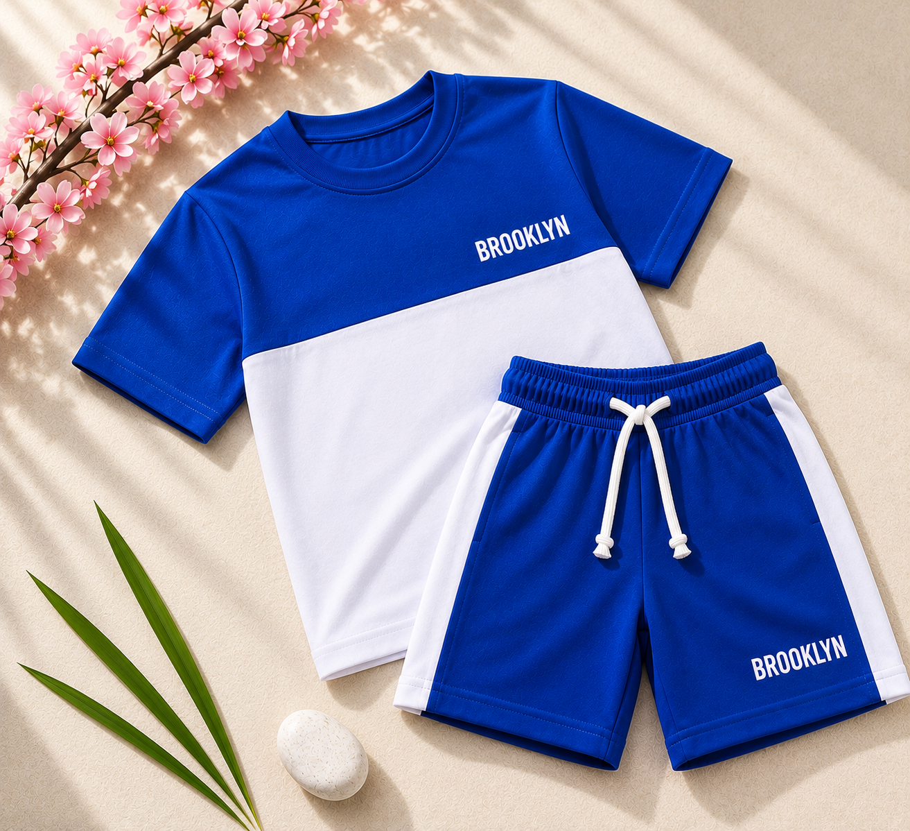 Boys Royal Blue & White "Brooklyn" T-Shirt & Shorts Set
