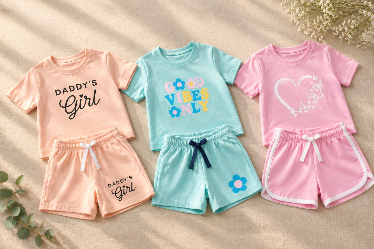 Kids Pastel Printed Co-Ord Set Pack of 3