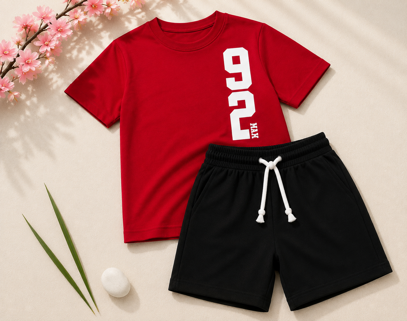 Boys Red & Black "92 Max" T-Shirt & Shorts Set