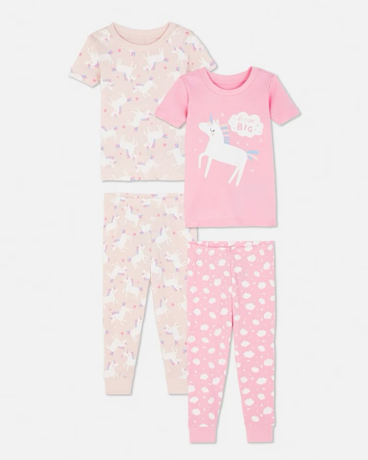Primark Baby Girls 2 Pack Unicorn Cotton PJs | Soft Night Suit