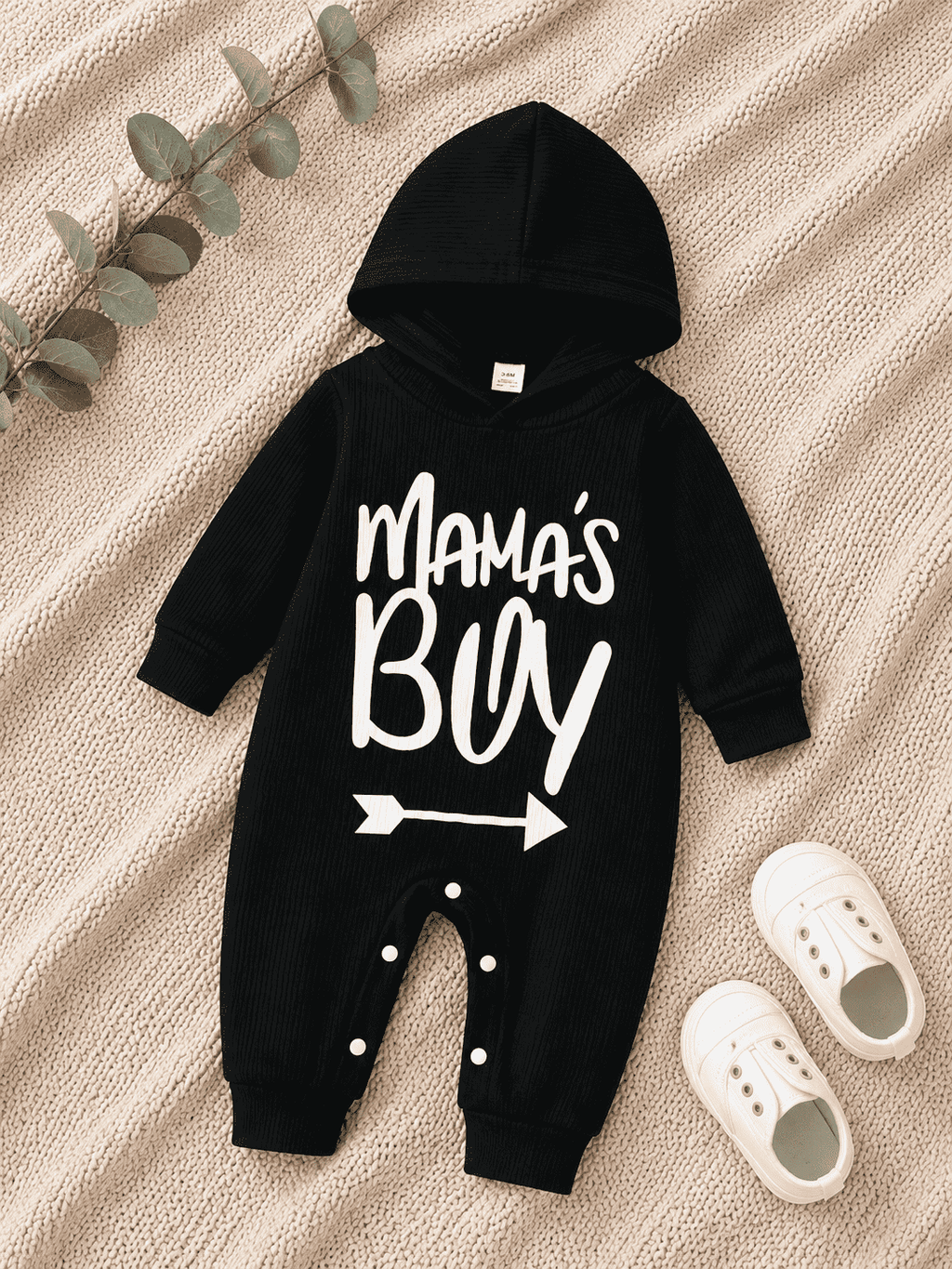 Plush-Hoodie Romper - Mamas Boy in Black