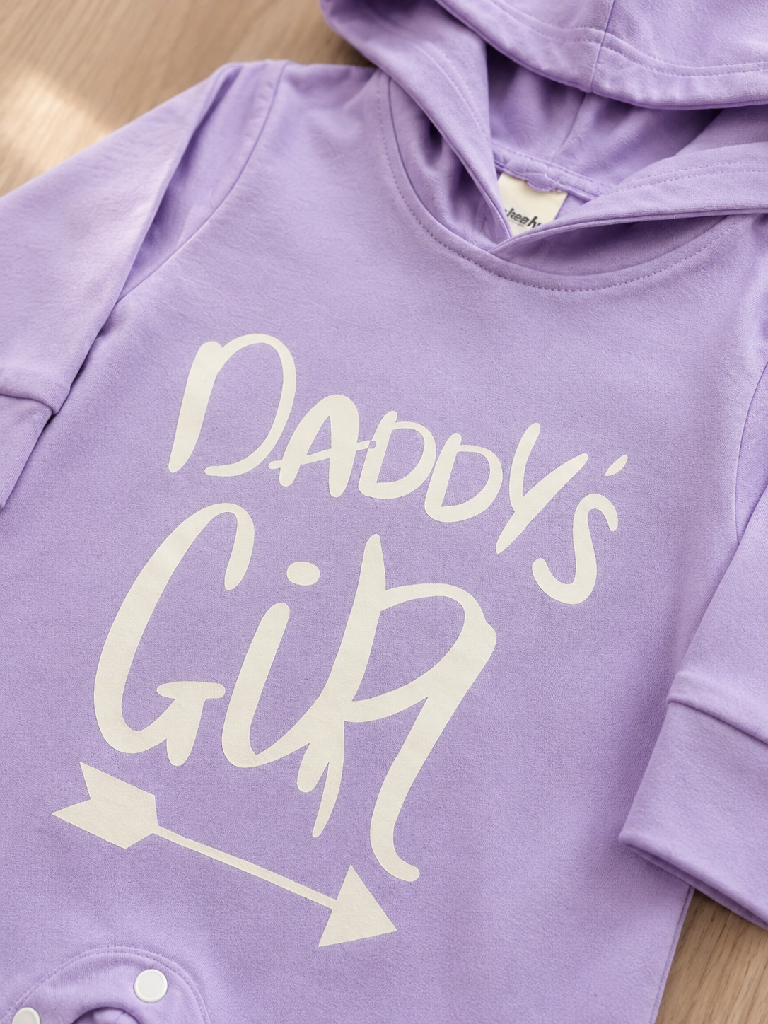 Plush-Hoodie Romper - Daddys girl in lavender