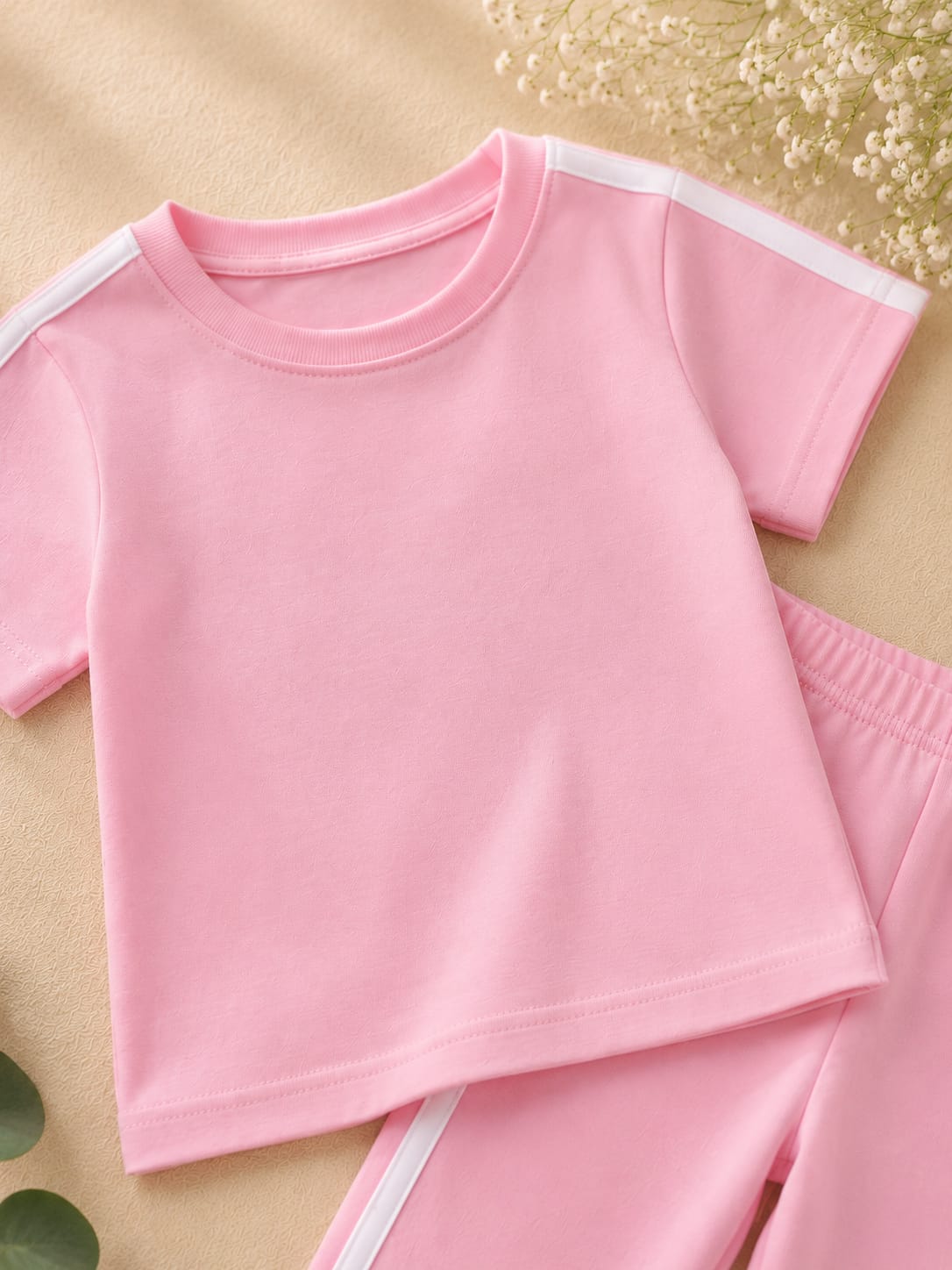 Basics By Nifty Girls T-Shirt and Trouser (Stripe) – Pink