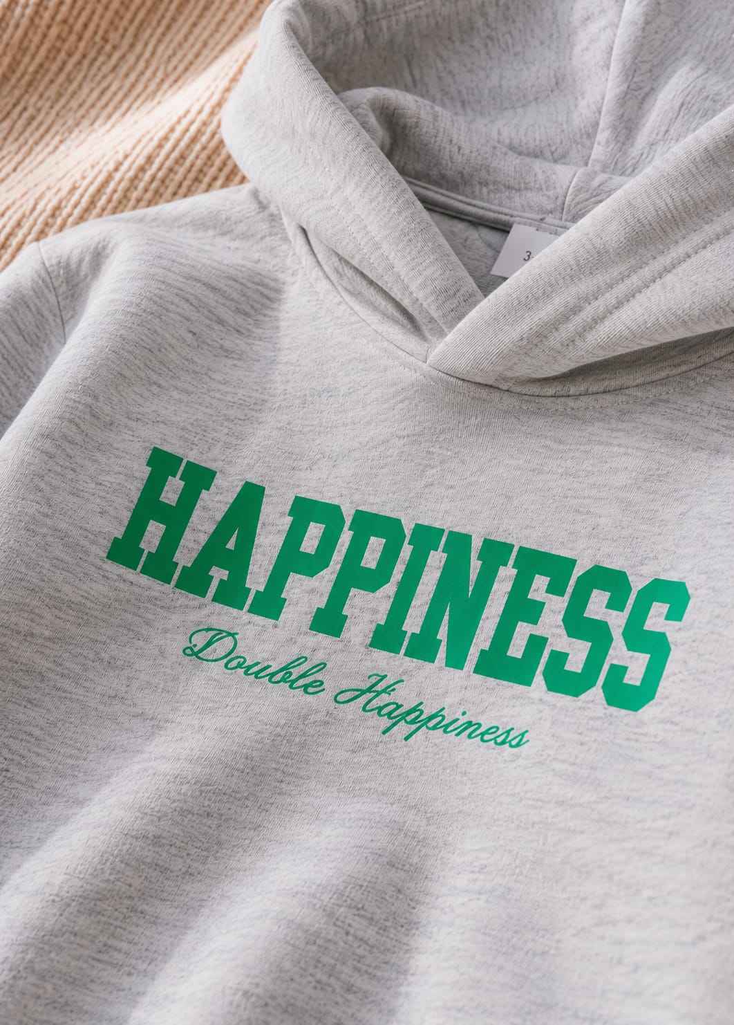 Plush Hoodie Style - Happiness Fleece Sweat Set Grey