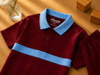 Plush-Baby Plaid Polo Shirt & Shorts-Red-Blue