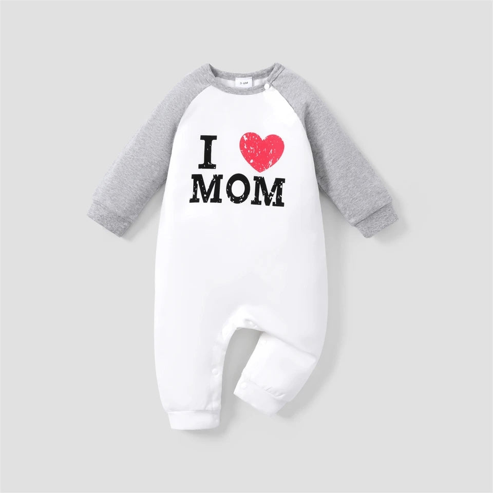 Plush-Printed Rompers - I Love Mom