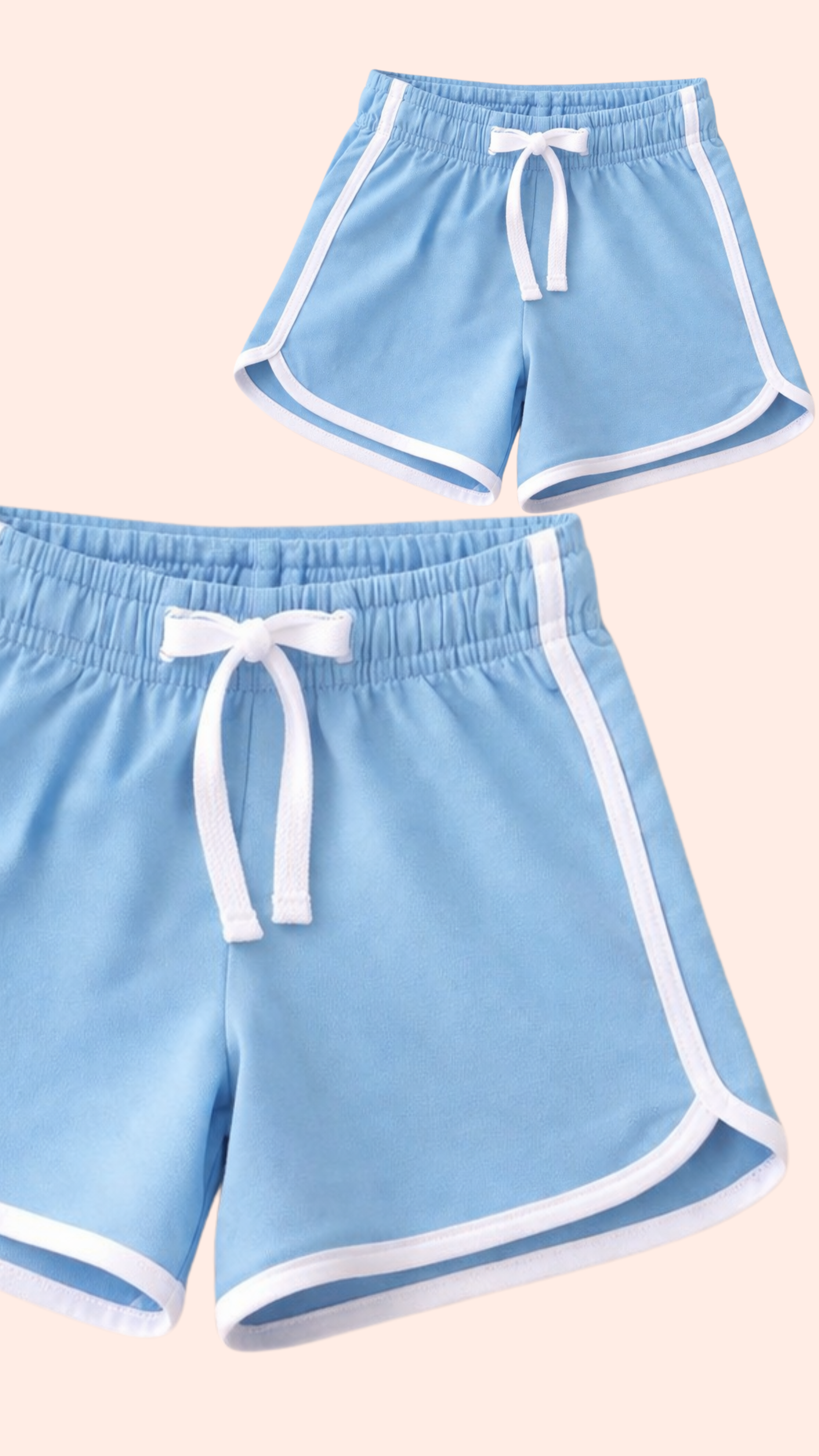 Light blue kids summer outfit with heart and butterfly print t-shirt and matching shorts