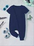 Plush-Premium Half Sleeve Romper - - Indigo