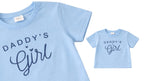 Girls sky blue shirt and shorts set “Daddy’s Girl” in Pakistan by Basics by Nifty, soft breathable summer co-ord outfit for kids