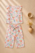 Baby Girl Peach Floral Print Top & Pants Set
