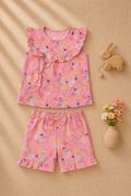 Baby Girl Pink Floral Print Top & Shorts Set