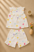 Baby Girl White Star Print Top & Shorts Set