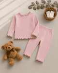 Plush Ribbed Knit Basic Set - Pink