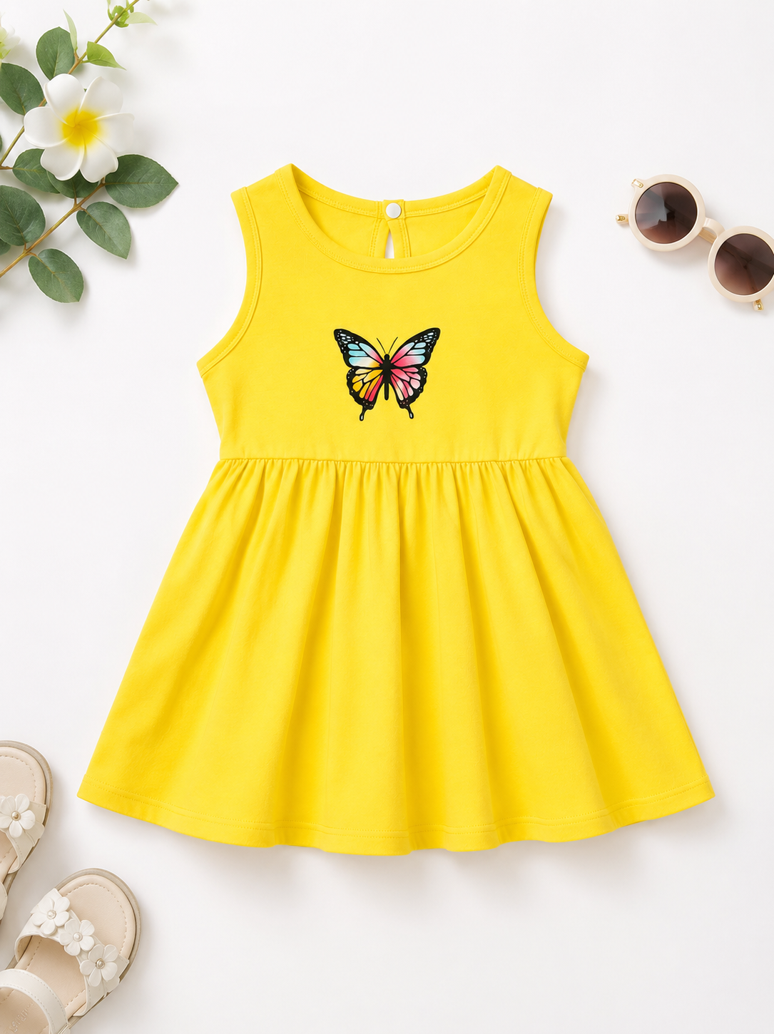PLUSH-Summer Dress - Butterfly in Yellow