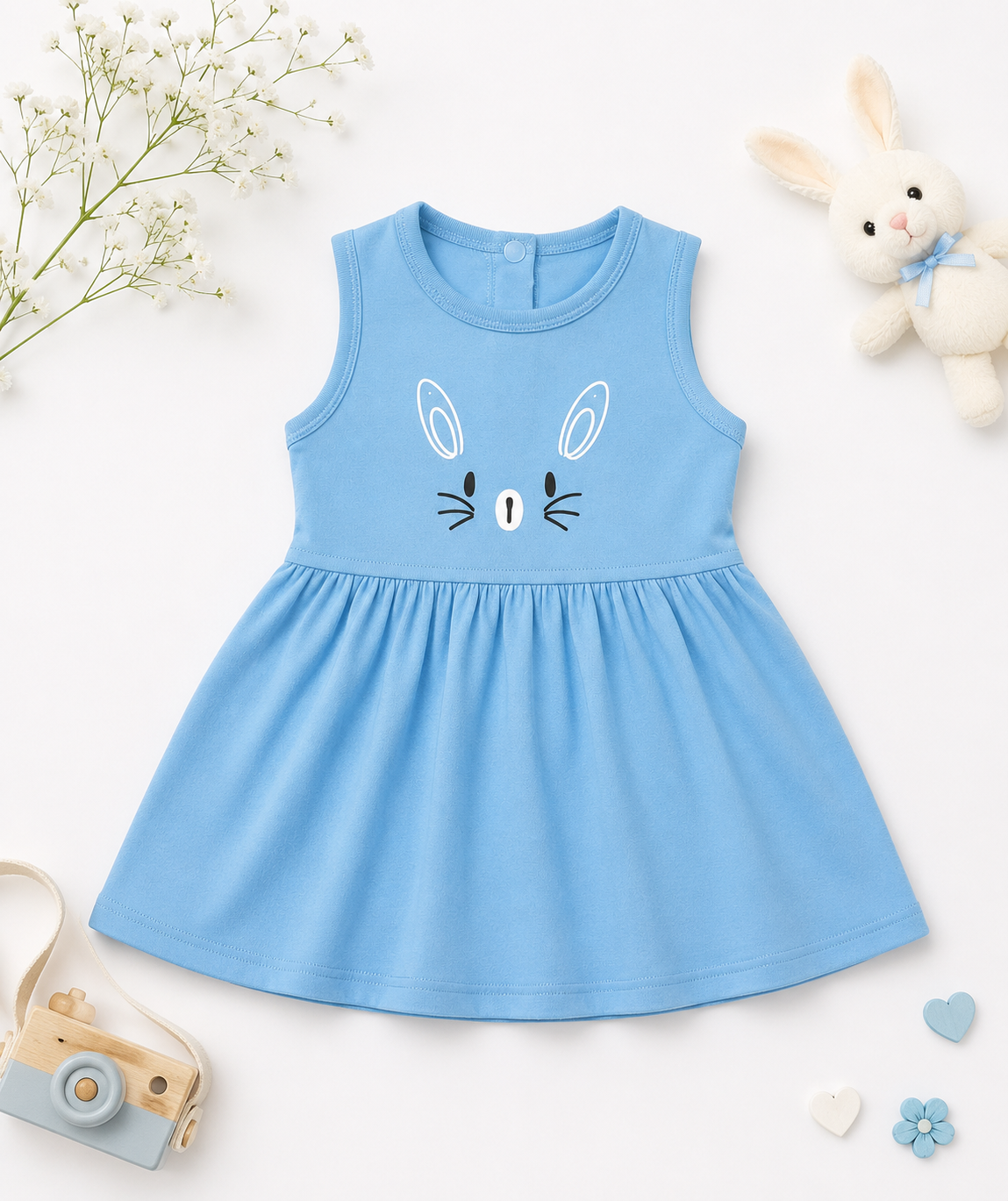 PLUSH-SUMMER DRESS - CAT IN BLUE