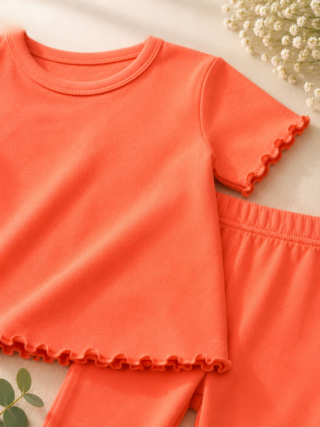 Girls Orange Casual Co-ord Set