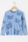 Primark Girls Blue Airbrush Butterfly Long Sleeve Tee