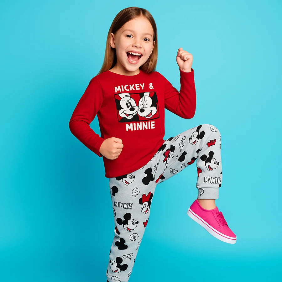 Primark Disney Girls’ Pajamas – Mickey & Minnie Printed Nightwear Outfit