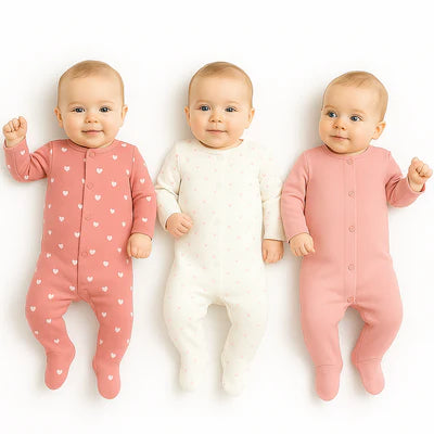 Tiny Heartbeats Primark Pack of 3 Sleep Suits