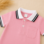 Light Pink Polo Romper for Babies | Soft Interlock Bodysuit