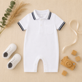 White Polo Romper for Babies | Soft Interlock Bodysuit