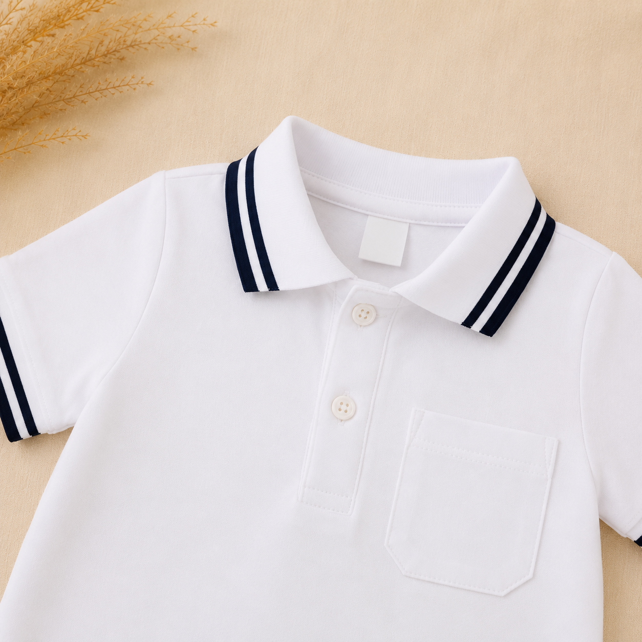 White Polo Romper for Babies | Soft Interlock Bodysuit