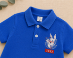 Plush-Polo Romper - Blue