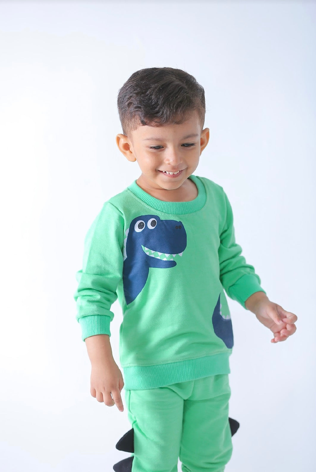 Sweatshirt Trousers Set - Dino World in Green