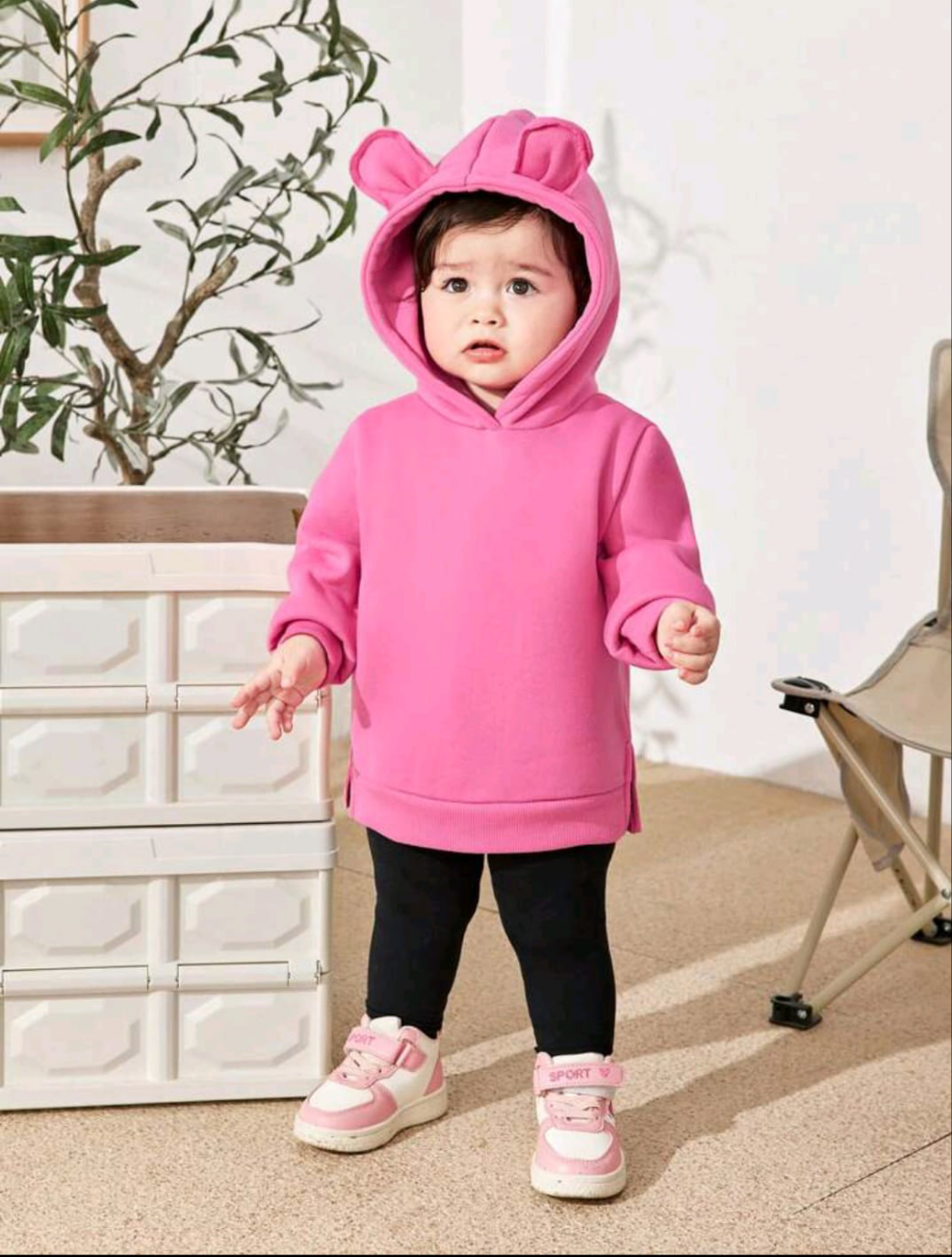 Plush- Hoodied Fleece Shirt & Trouser - Pink and Black
