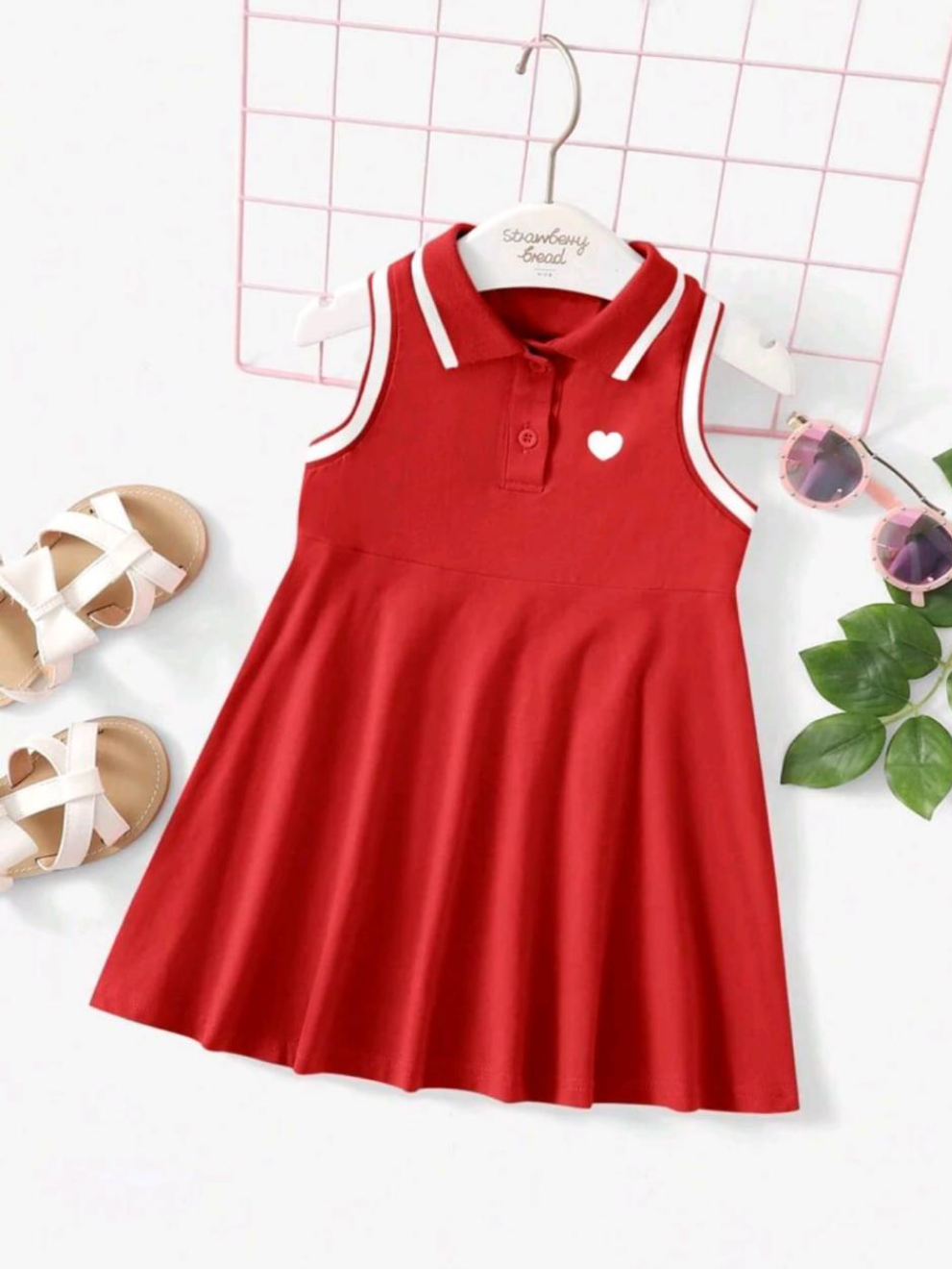 PLUSH-Polo Frock - Sleeveless Red Heart
