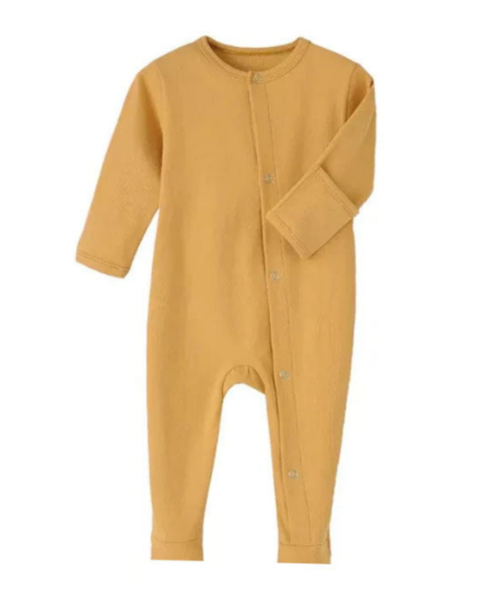 Plush-Baby Soft Bamboo Viscose Button Romper - Yellow