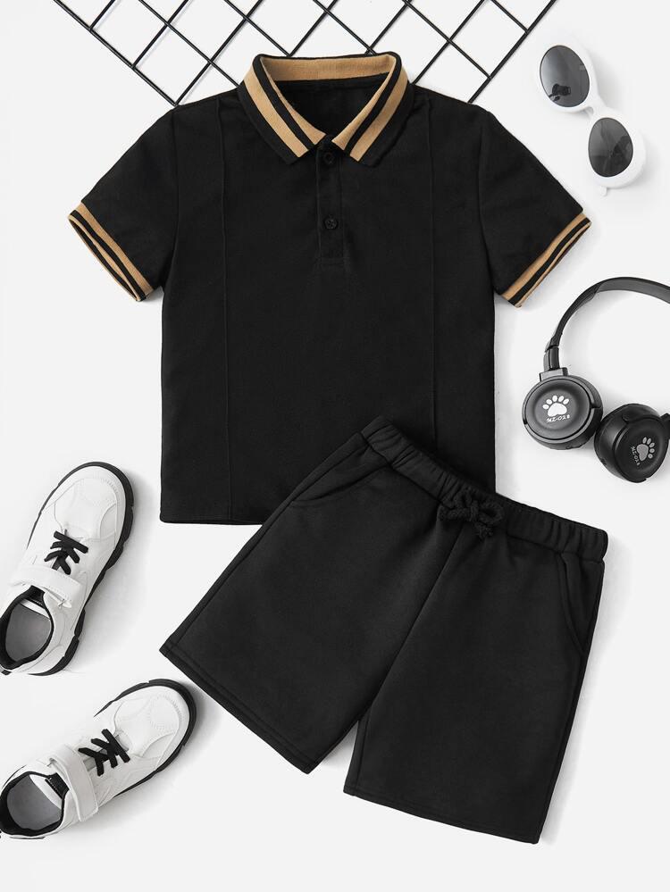 Shirt and Short Set - Modern Black Polo