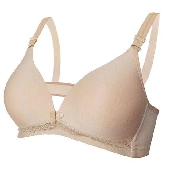 PatPat Elegant Lace Decor Nursing Bra-Nude