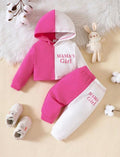 Plush Hoodie Style - Mamas Girl Fleece Basic Pink Contrast
