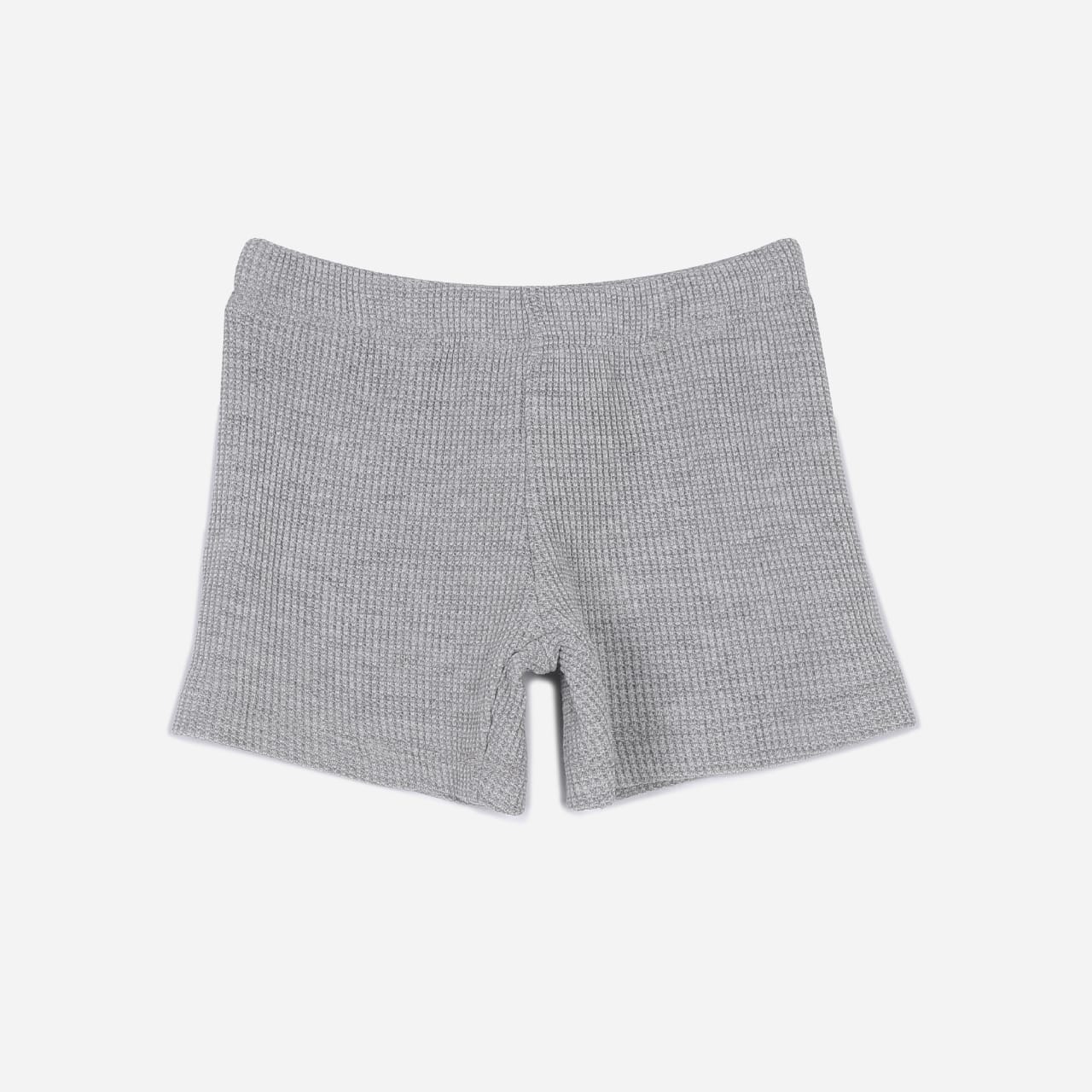 Plush-Waffle Textured Short Sets-Grey