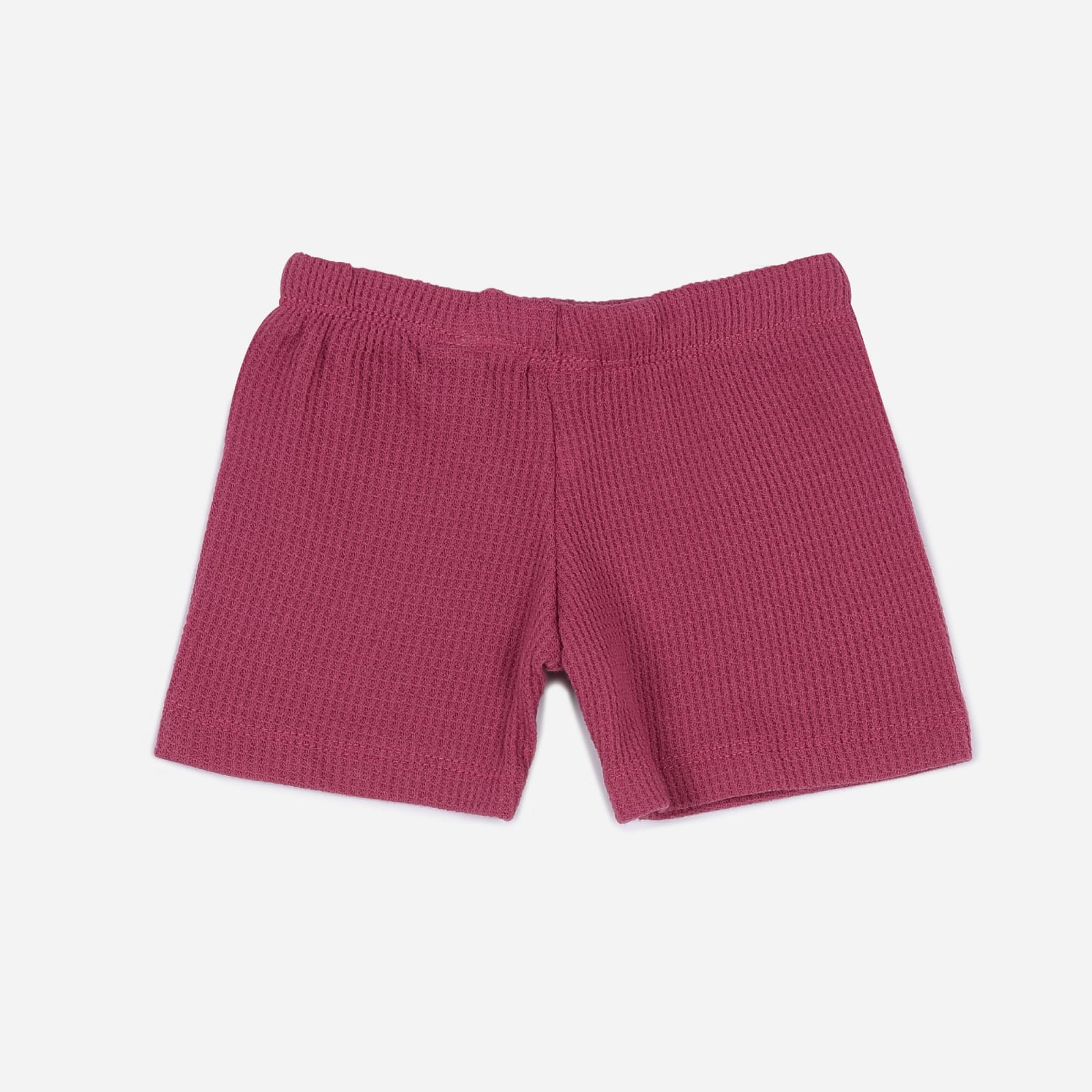 Plush-Waffle Textured Short Sets-Maroon