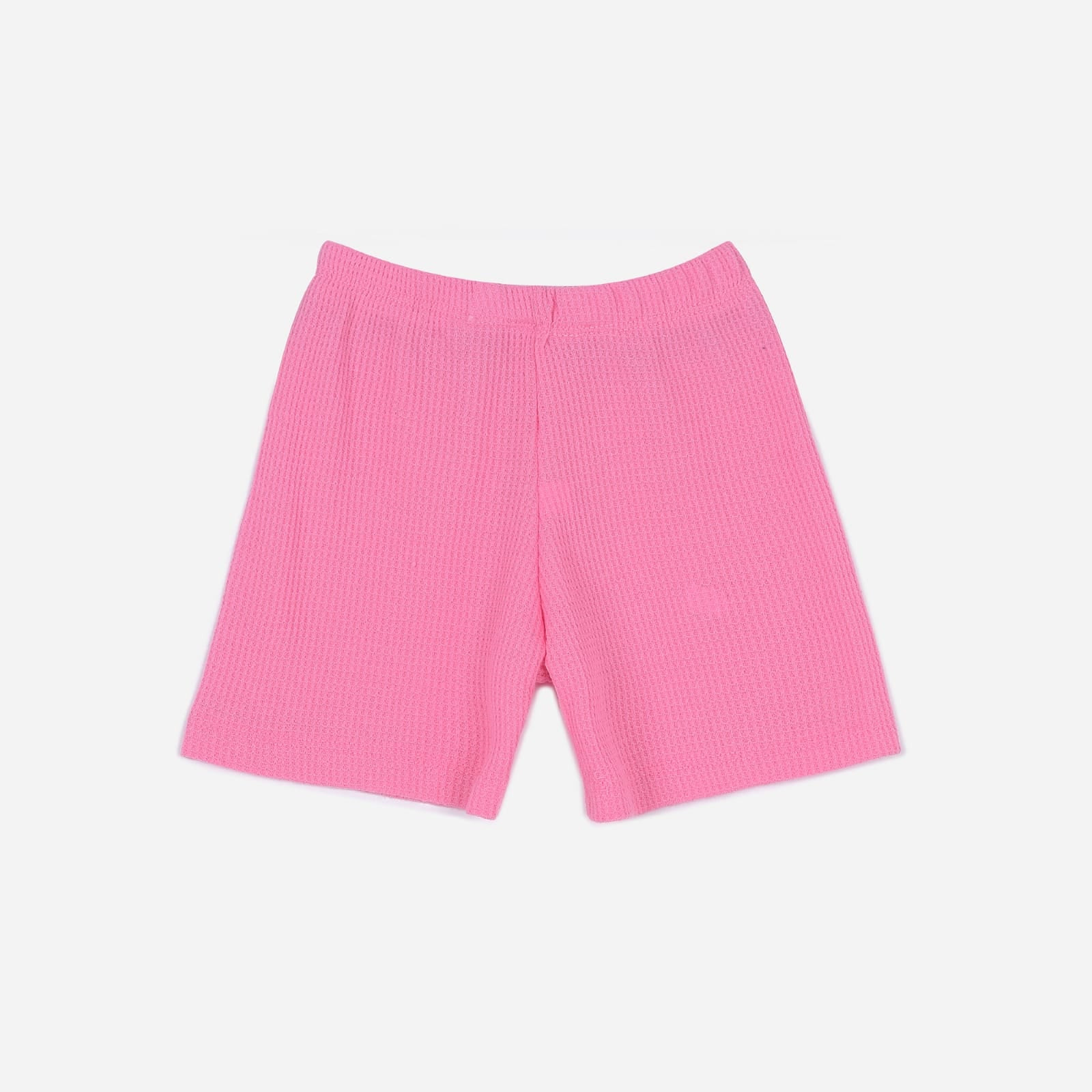 Plush-Waffle Textured Polo Sets-Pink