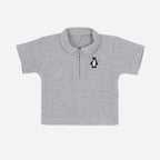 Plush-Waffle Textured Polo Sets-Grey