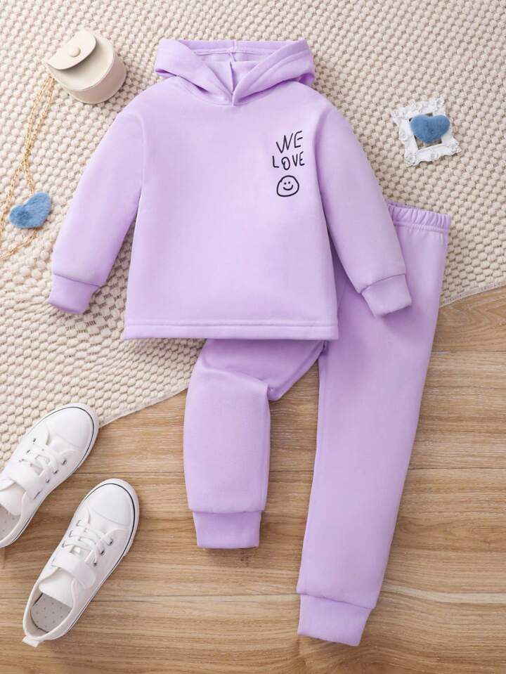 Plush Hoodie Style - Girl Fleece Basic Set Purple