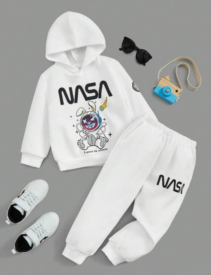 Plush Hoodie Style - Nasa Fleece Basic Set Off White