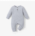 Plush Ribbed Knit Winter Romper - Grey
