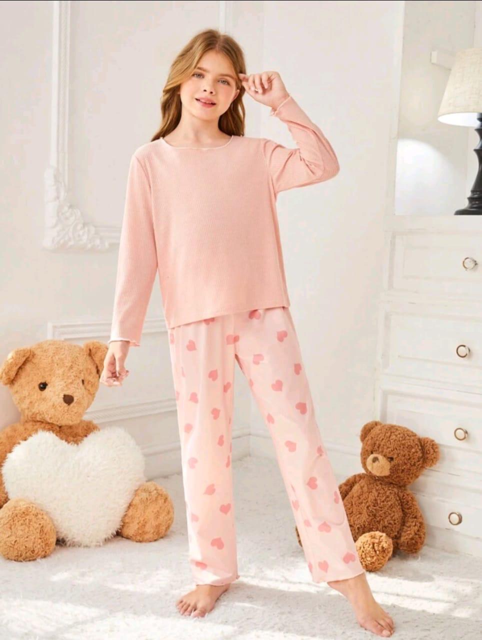 Night Suit - PJ Set Pink Hearts