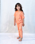 Plush-Premium Girls Casual Wear P/J Set Drop Shoulder Orange