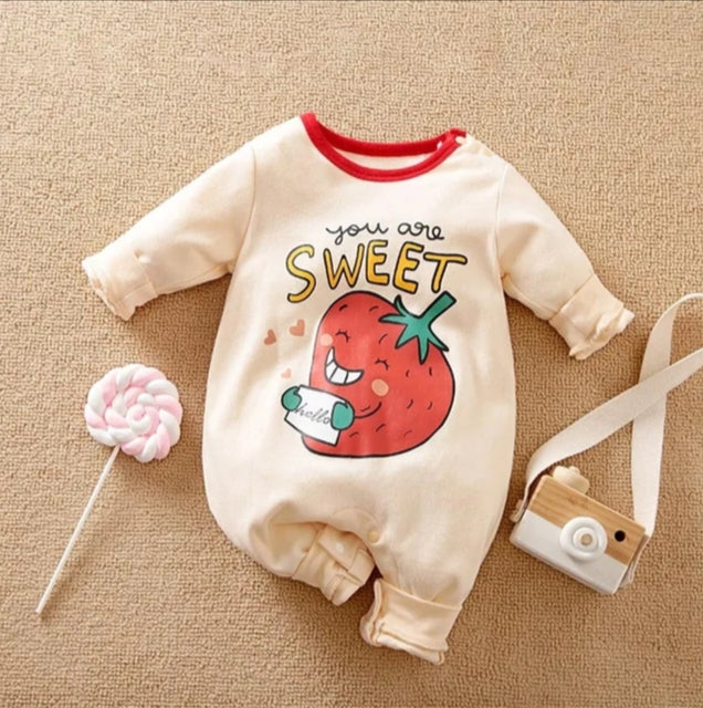 Plush-Printed Rompers - Strawberry Sweet - Pink