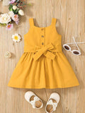 PLUSH-Summer Dress - Yellow with a bowtie