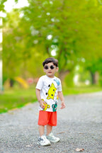 Plush-Nifty Basics Premium Short & Shirt Set - Animal Kingdom in Orange