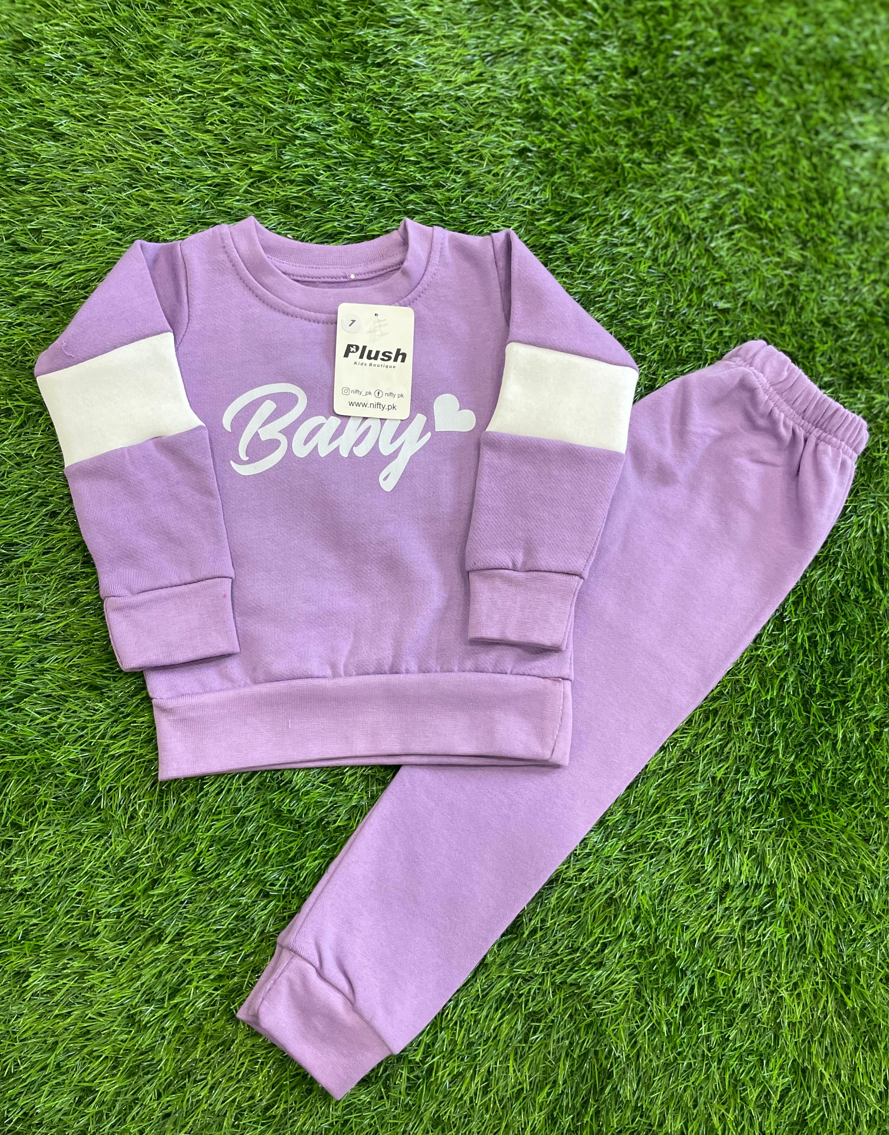 Plush  Fleece Shirt & Trouser - Baby in Purple