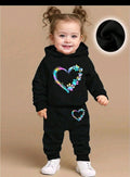Plush - Hoodied Fleece Shirt & Trouser - Rainbow  in Black